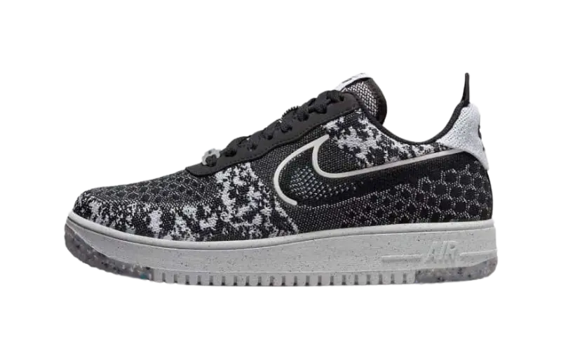 Nike Air Force 1 Low Crater Flyknit Black White Melange - MTHOR SHOP