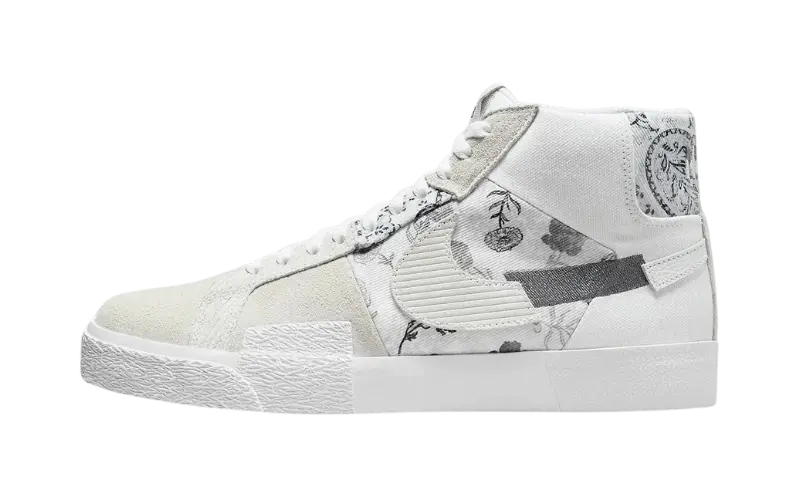 Nike SB Zoom Blazer Mid Premium Floral White Grey - MTHOR SHOP